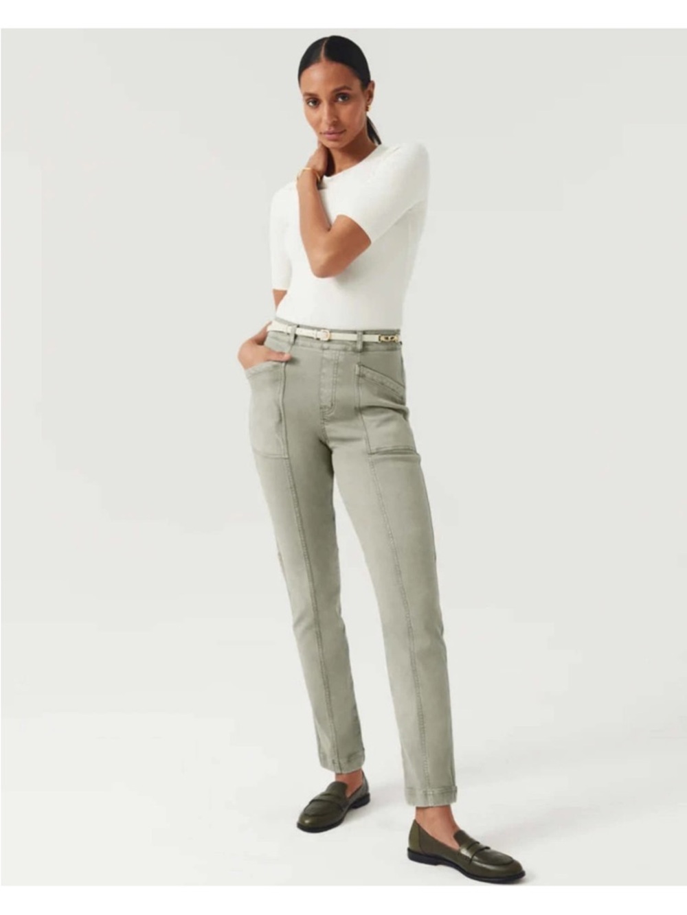 Spanx Stretch Twill Pull On Utility‎ Straight Leg Pants 1X